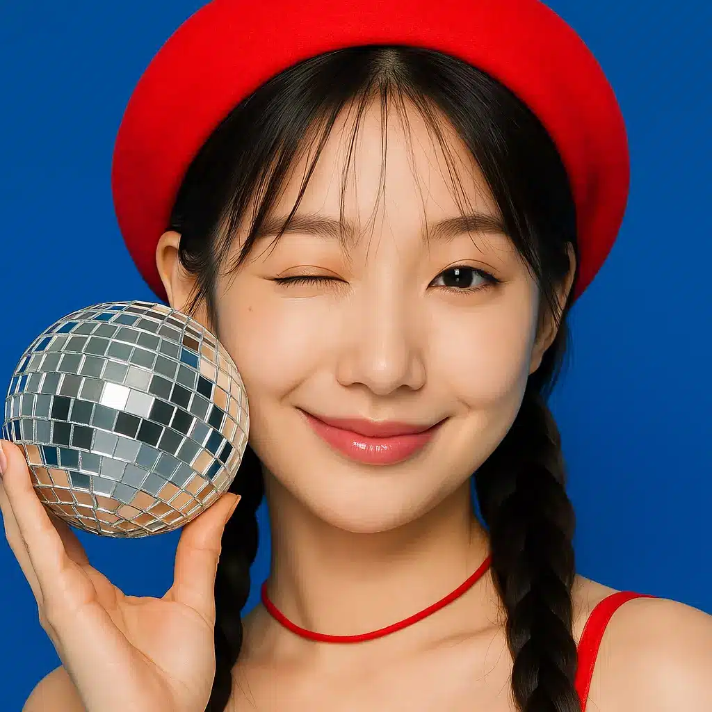 Uma bela mulher sorrindo e segurando uma bola de dico