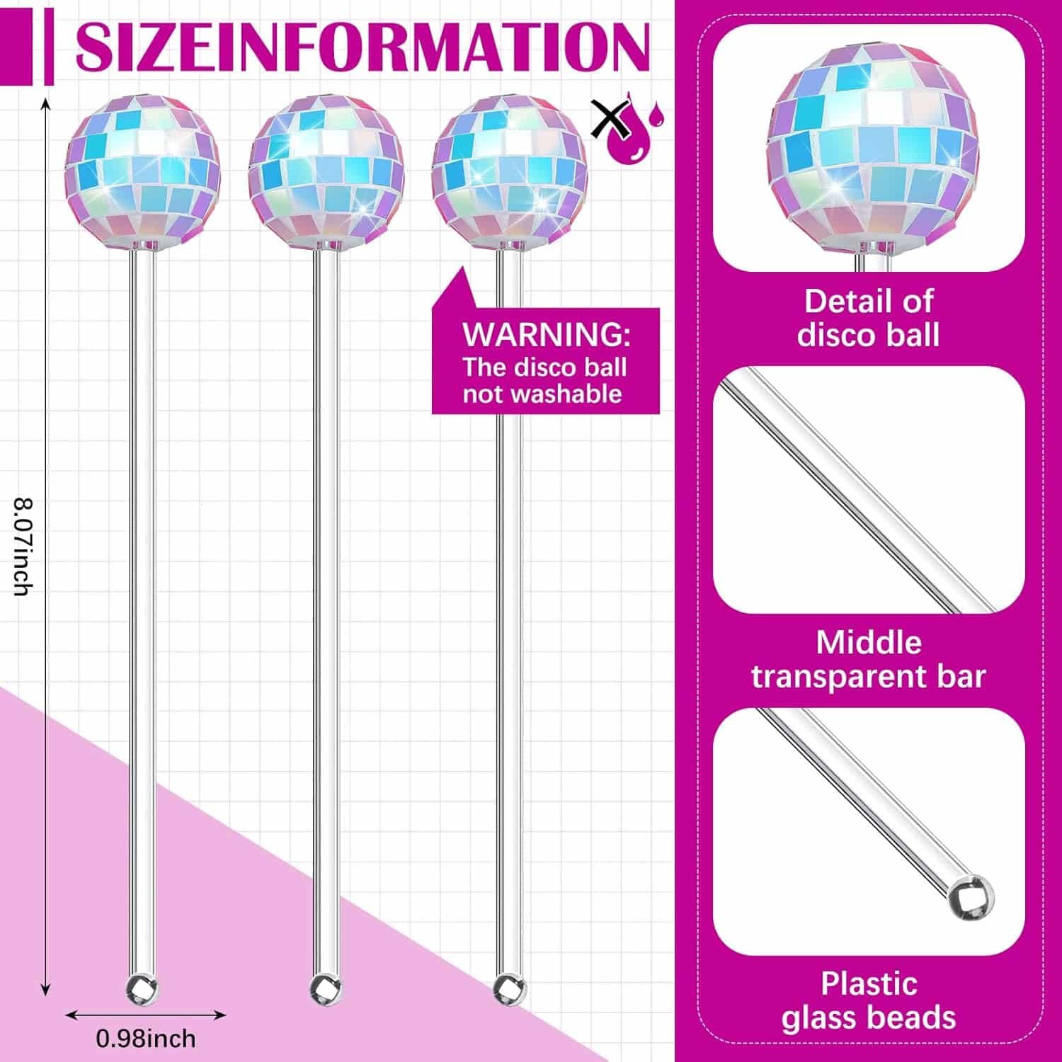 Disco Ball Cocktail Mixing Stick