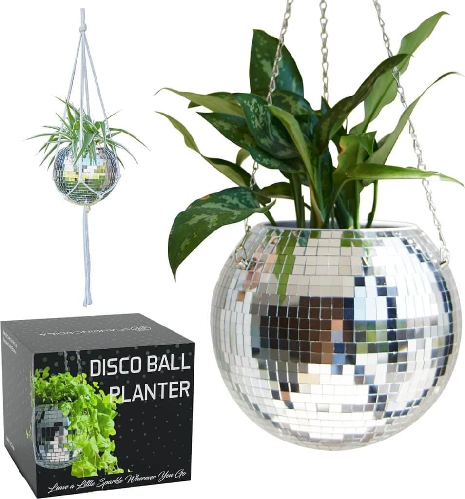Maceta con bola de discoteca