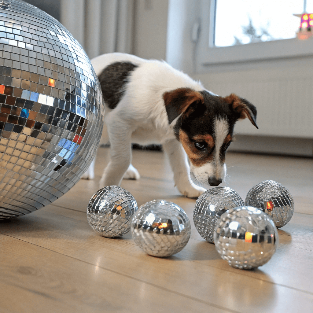 Disco balls as pet toys