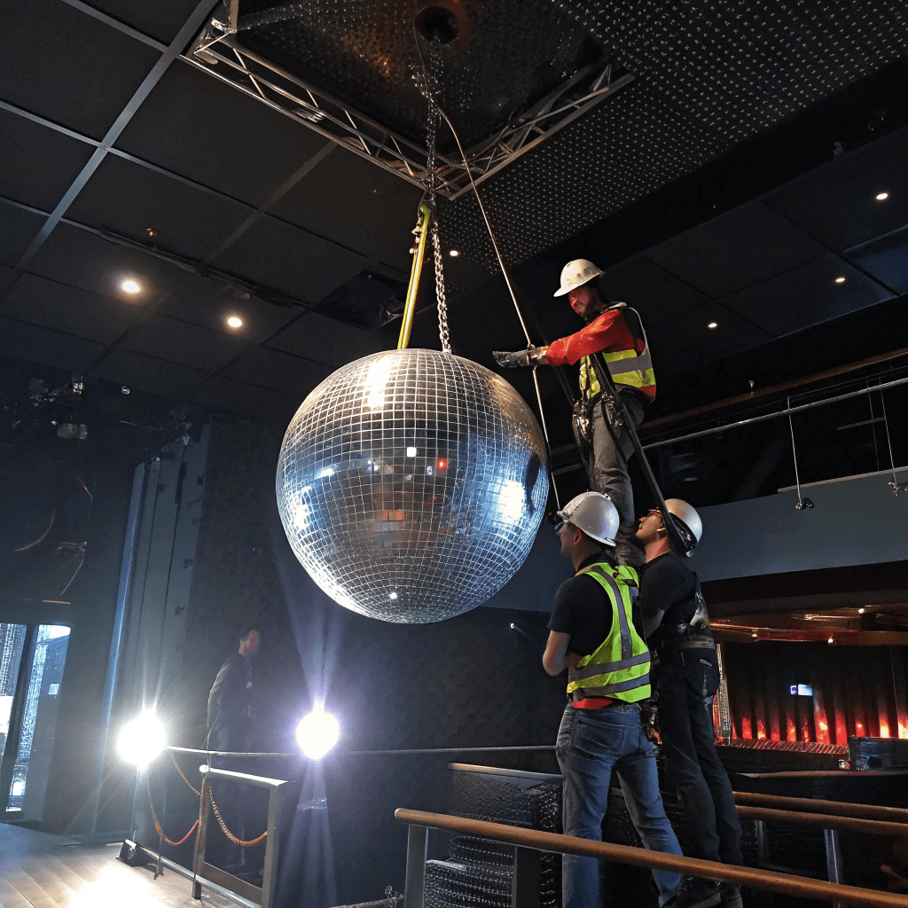 Installing larger disco balls safely