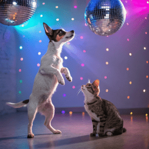 Pets reacting to disco balls