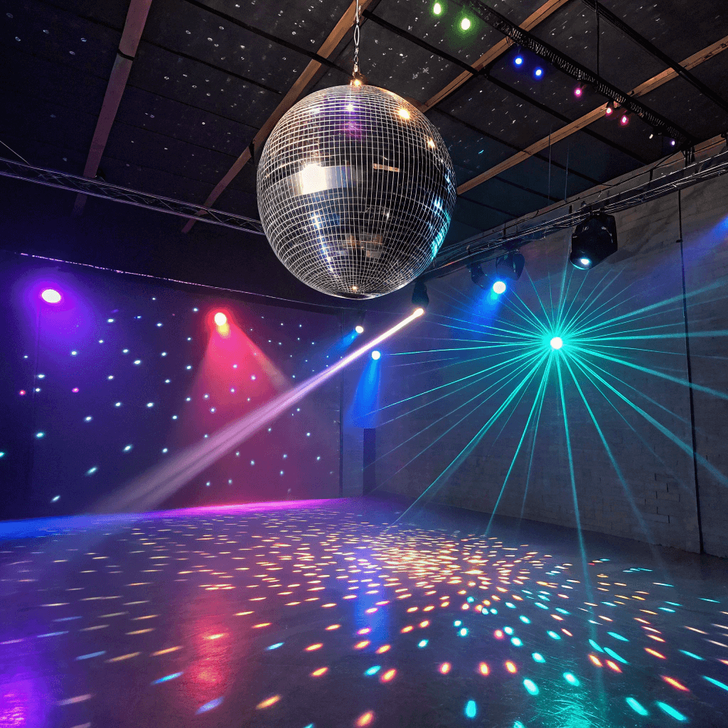 Disco ball lighting setup for parties