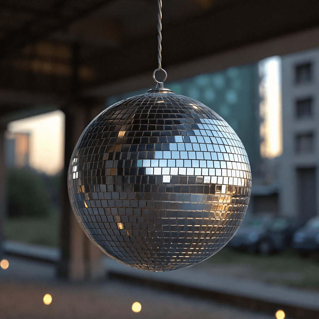 Hanging disco ball without hooks