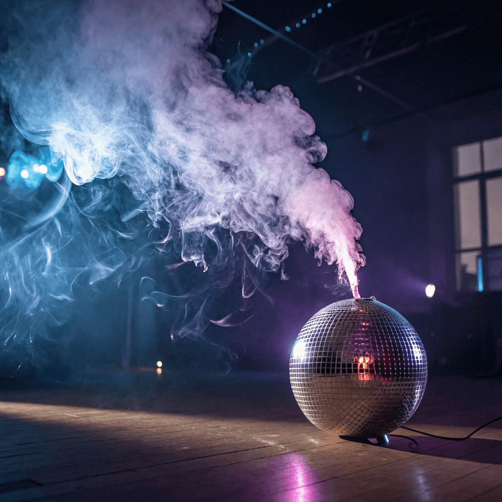 Smoke machine with disco ball