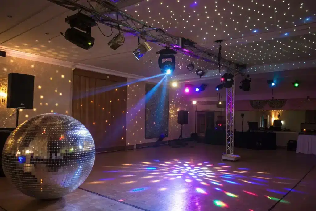 advanced disco ball lighting setup with multiple sources
