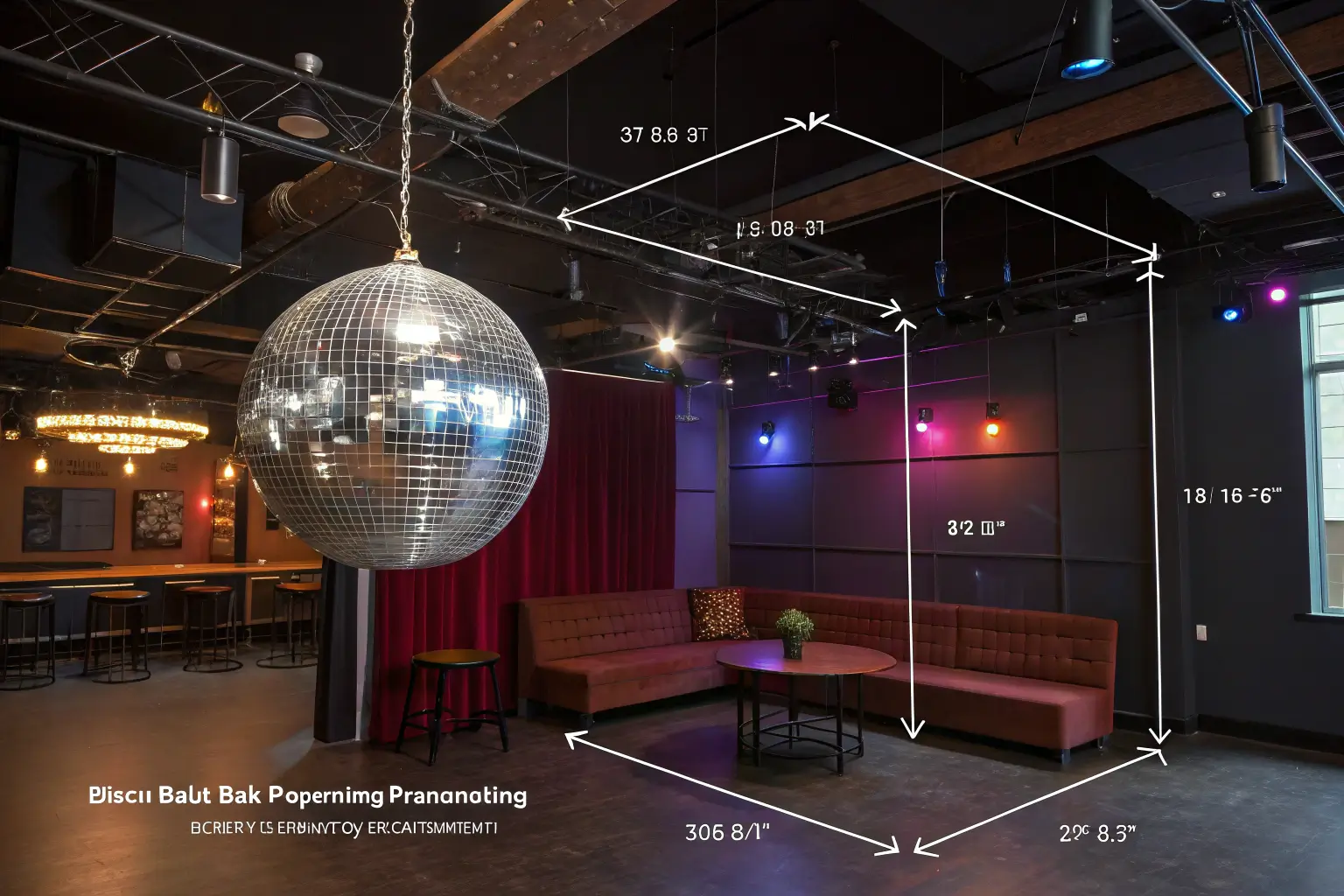 disco ball positioning and room placement diagram