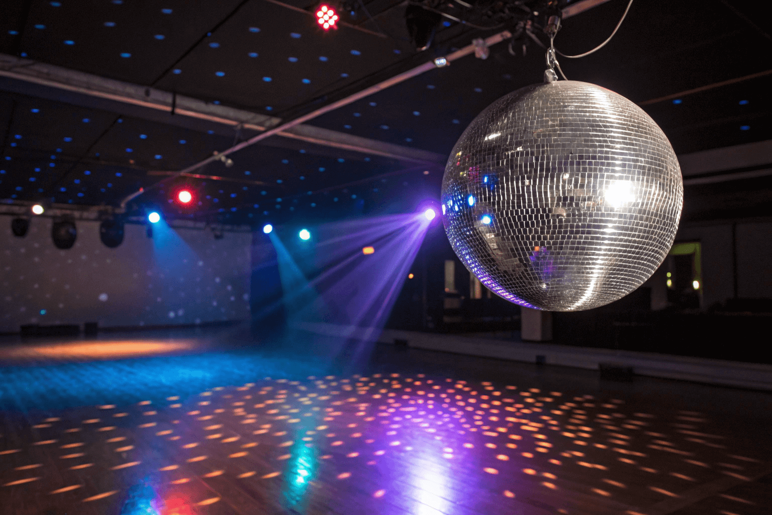 disco ball with LED spotlight